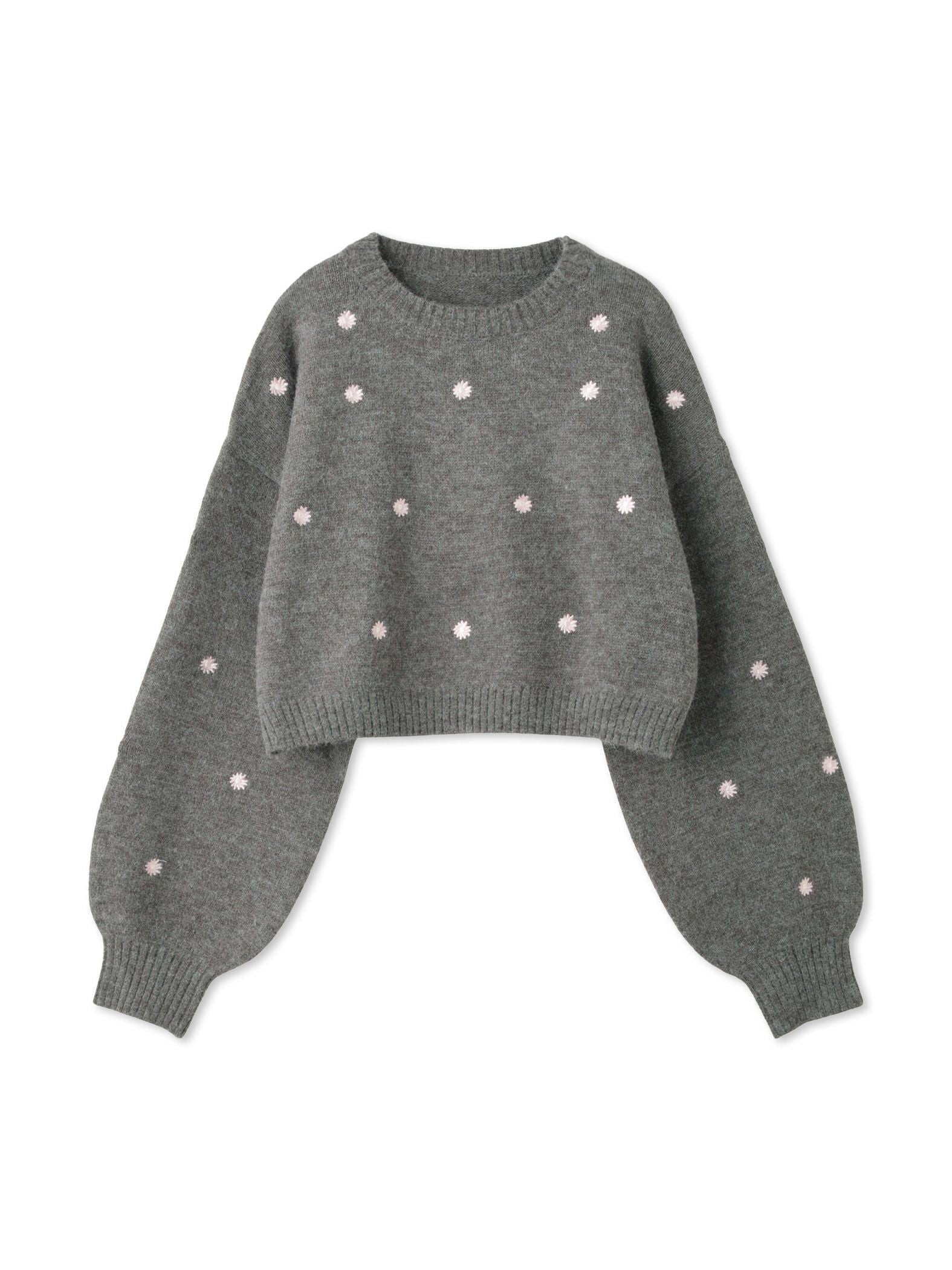 マーガレット刺繍ニットプルオーバー≪手洗い可能≫