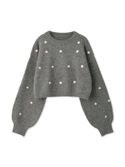 マーガレット刺繍ニットプルオーバー≪手洗い可能≫