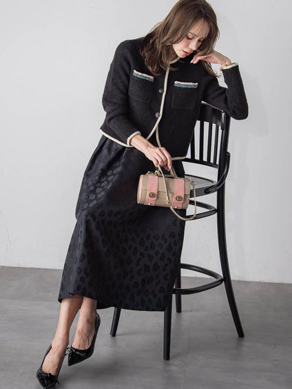 【WEB限定】バイカラーニットジャケット