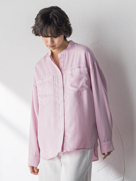 ボウタイ付きデニムシャツ≪洗濯機で洗える≫