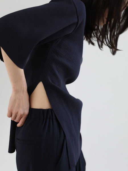 Side slit rib T【日本製】≪手洗い可能≫