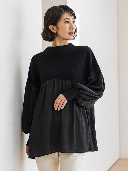 【WEB限定】”1枚でサマになる”とろみサテンふんわりニット