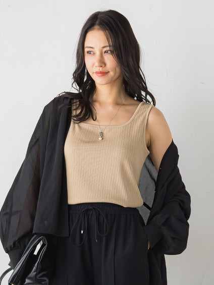 ≪新色追加≫ランダムテレコストレッチタンクトップ