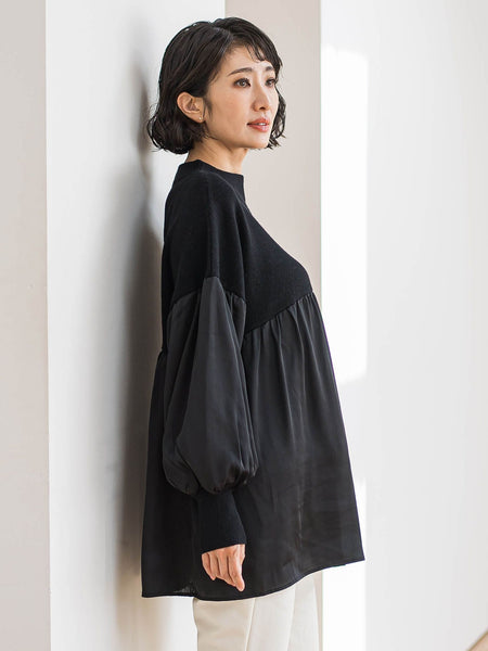 【WEB限定】”1枚でサマになる”とろみサテンふんわりニット