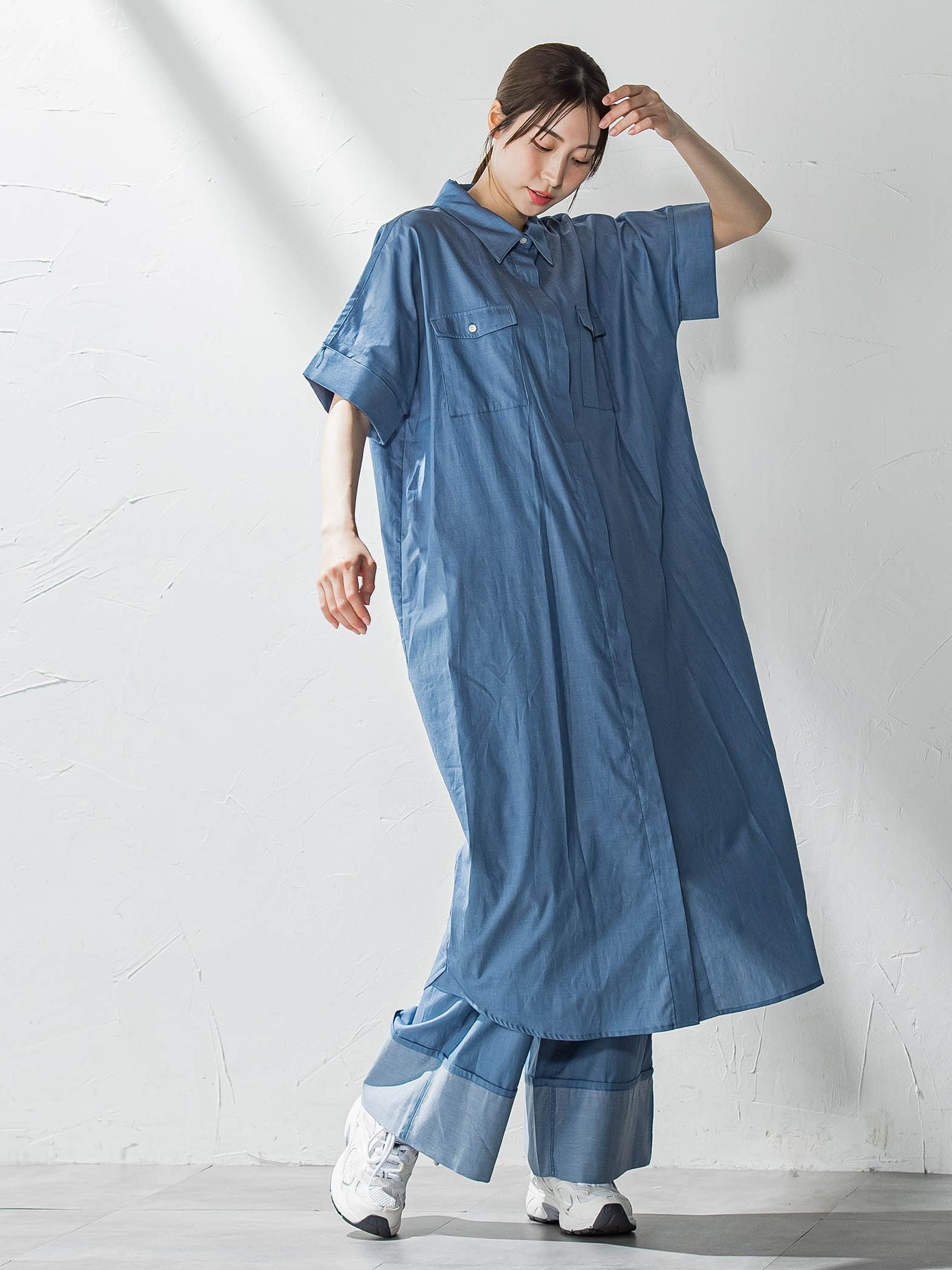 【biyori】ダンガリーワイドパンツ≪手洗い可能≫