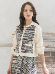 CLARENSONミックスツイードカーディガン