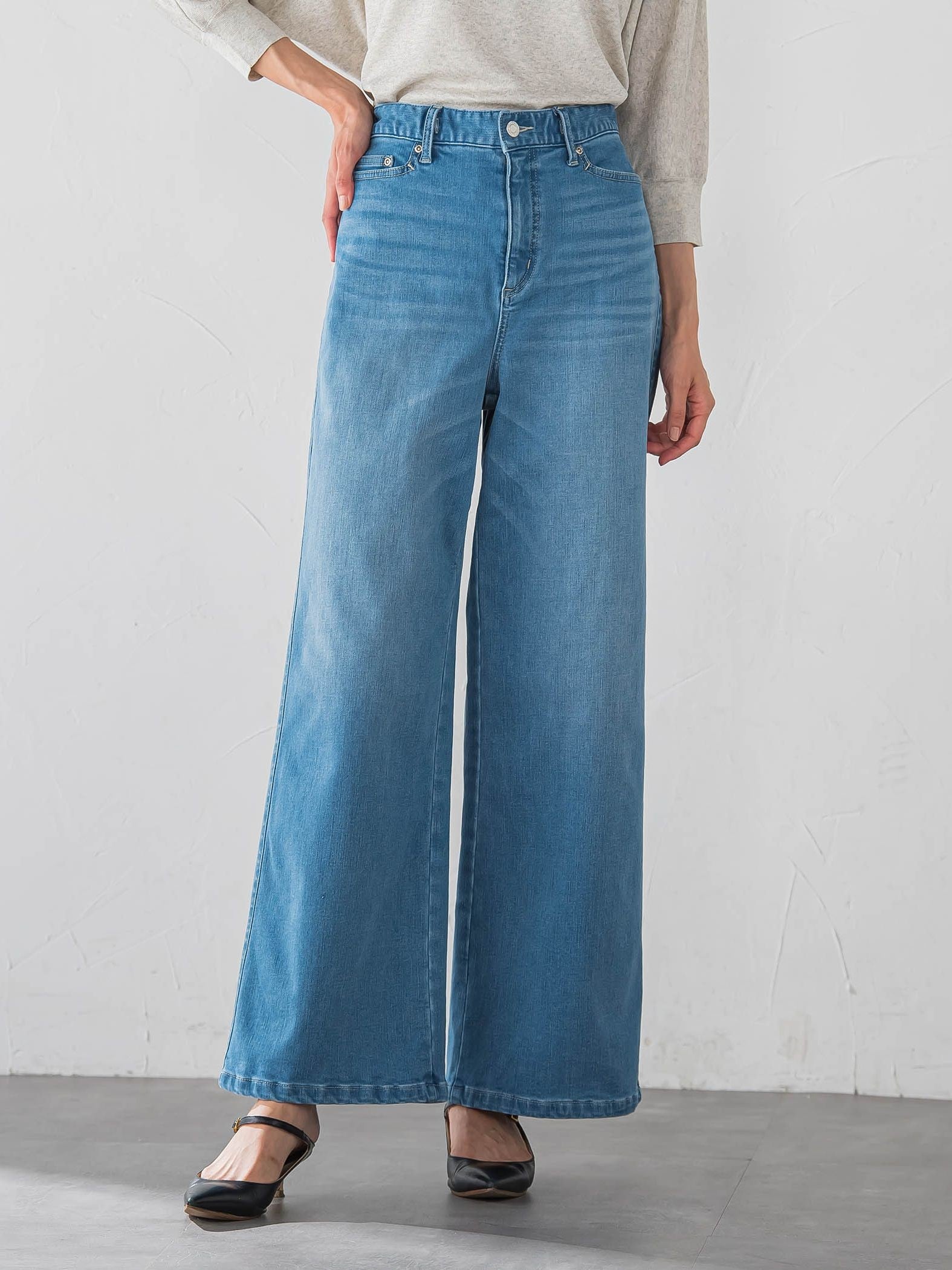 【WEB限定】裏起毛デニムワイドパンツ