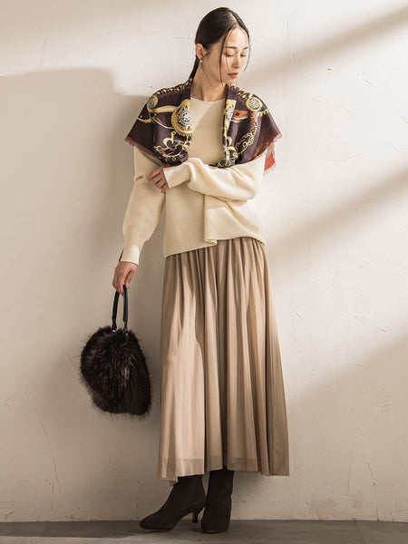 パウダーサテンリバーシブルスカート