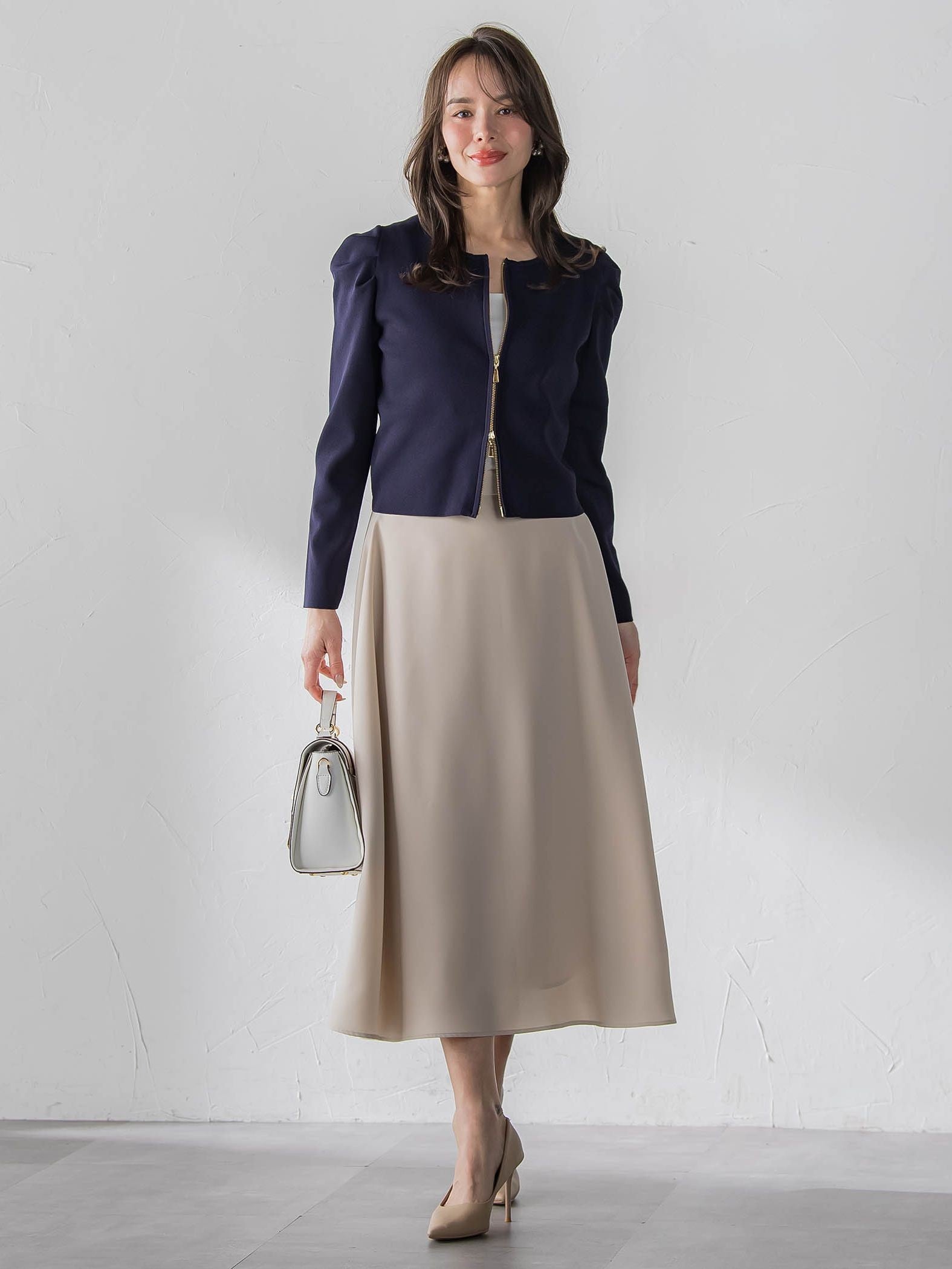 パフスリーブダブルジップブルゾン