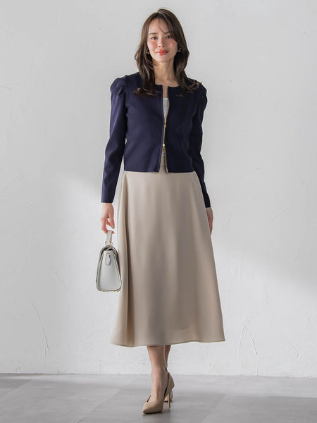 パフスリーブダブルジップブルゾン