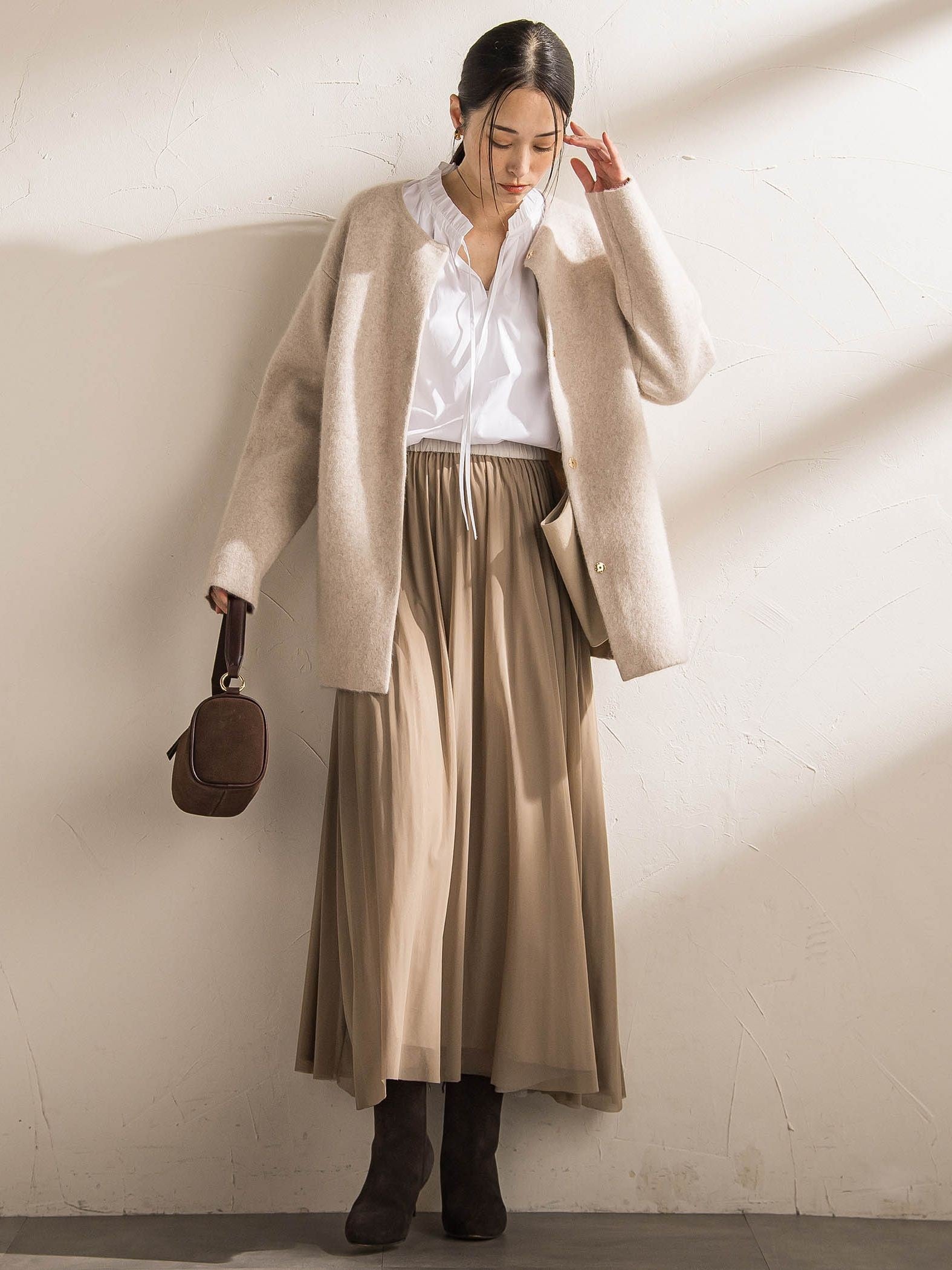 パウダーサテンリバーシブルスカート