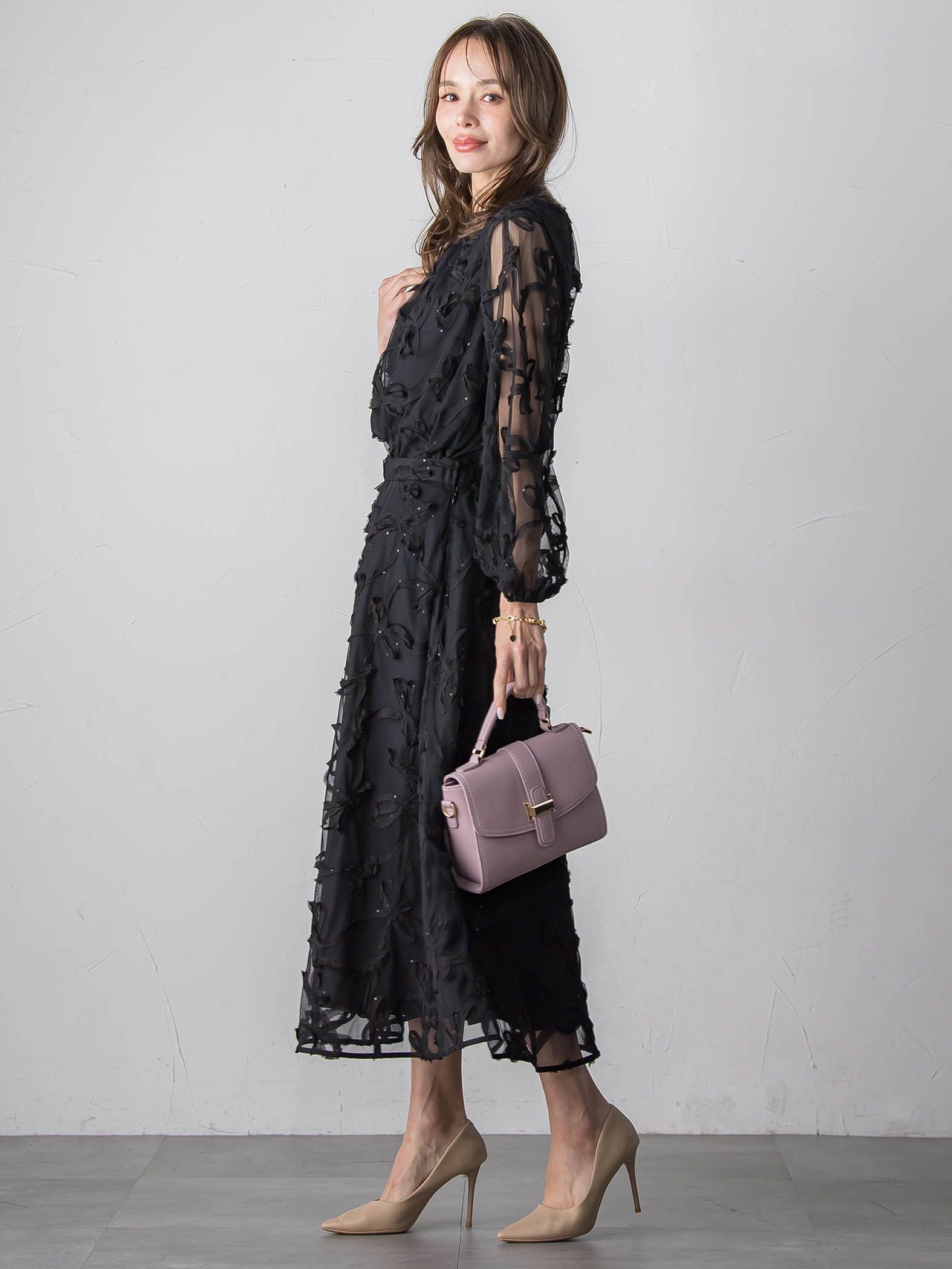 スパンコールテープチュールスカート