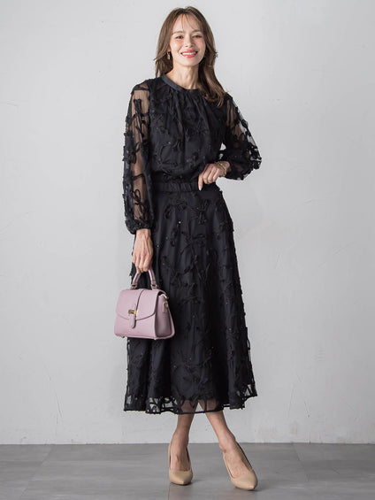 スパンコールテープチュールスカート