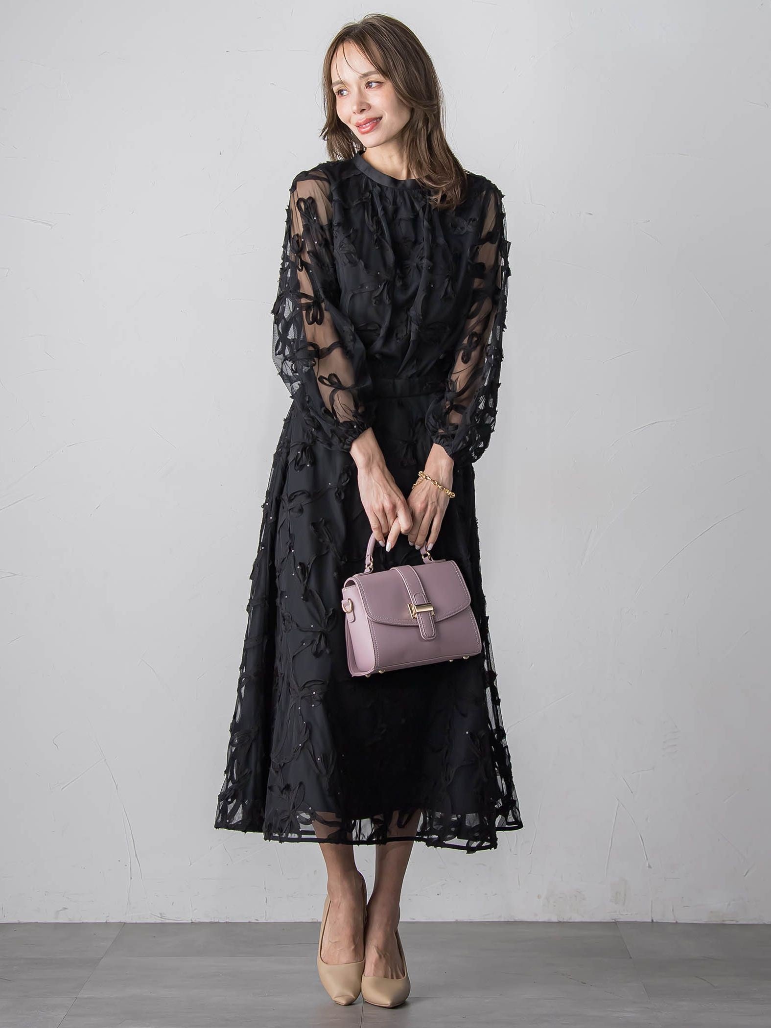 スパンコールテープチュールスカート