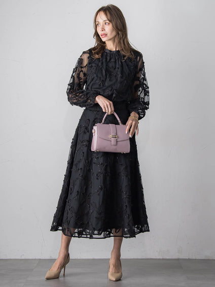 スパンコールテープチュールスカート