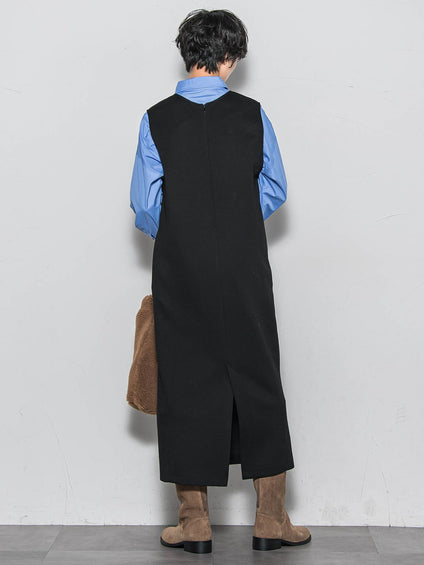 【ノンアイロン】-3kg見えIラインワンピース≪手洗い可能≫