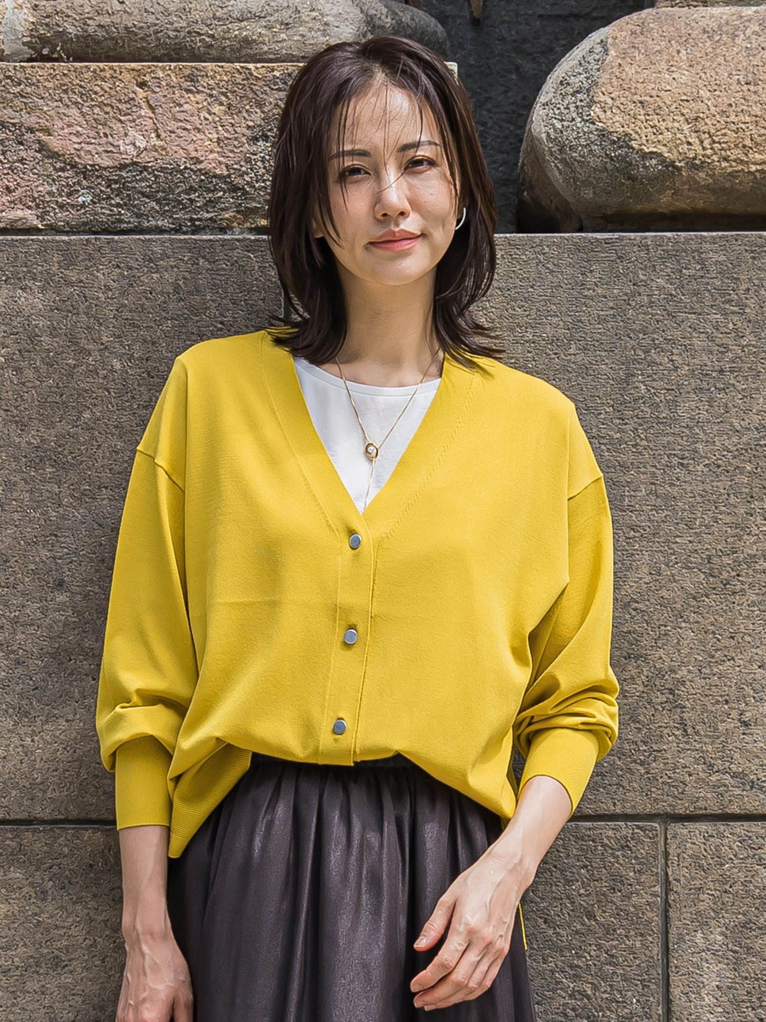 Vネックニットカーディガン≪手洗い可能≫