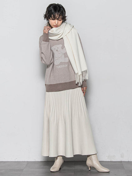 スウェードライク消しプリーツスカート≪手洗い可能≫