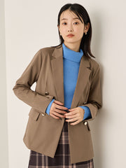 調温バックボタンハイネックニット≪手洗い可能≫