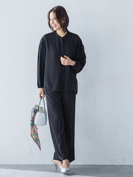 【WEB限定】【11号あり】サテンフィールリラックスブラウス≪セットアップ対応≫≪接触冷感/洗える≫
