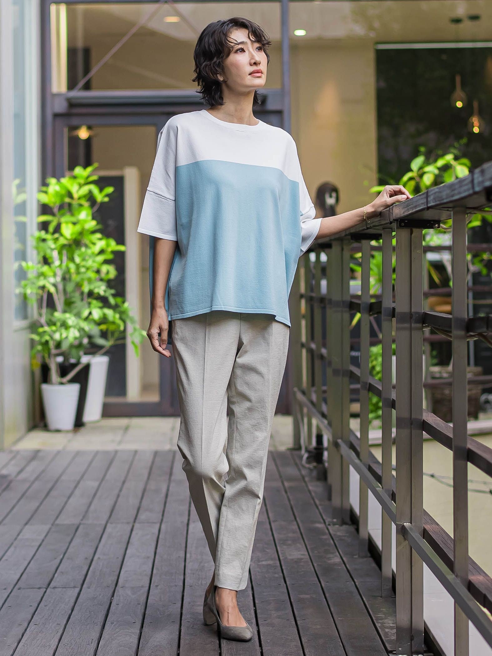 【WEB限定/+5cm丈長め】シェルタリングテーパードパンツ