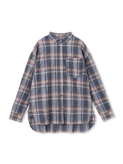シュリンクチェック2WAYカシュクールシャツ