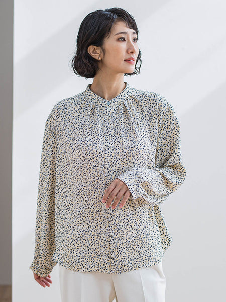 【大きいサイズ】くずしドットブラウス