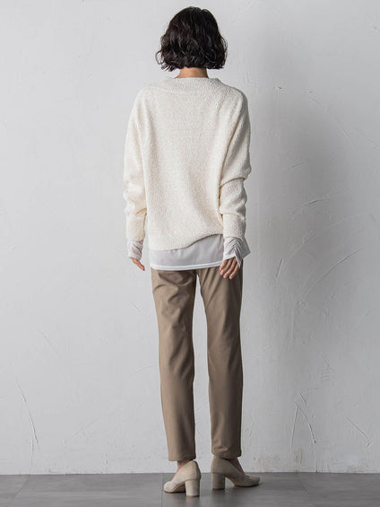 ツヤモールVネックニット