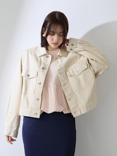 カラーデニムボクシーフィットブルゾン≪洗濯機で洗える≫