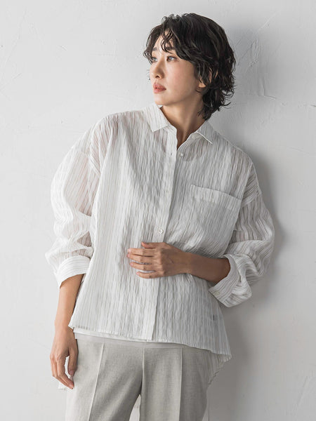 シアーサッカーストライプシャツ