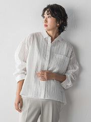 シアーサッカーストライプシャツ