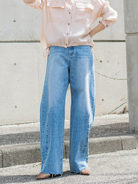 カーブデニムパンツ≪洗濯機で洗える≫