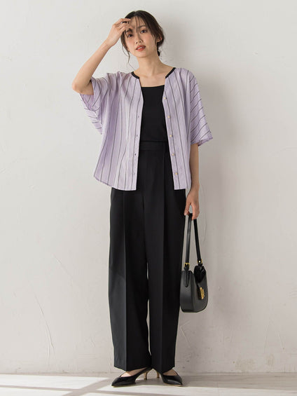 サスペンダー付き2タックパンツ