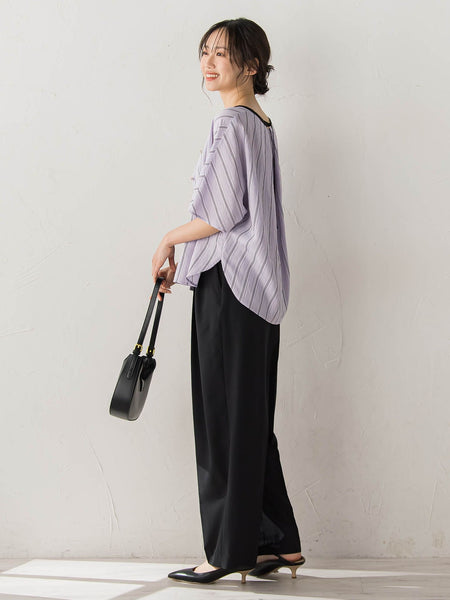 サスペンダー付き2タックパンツ