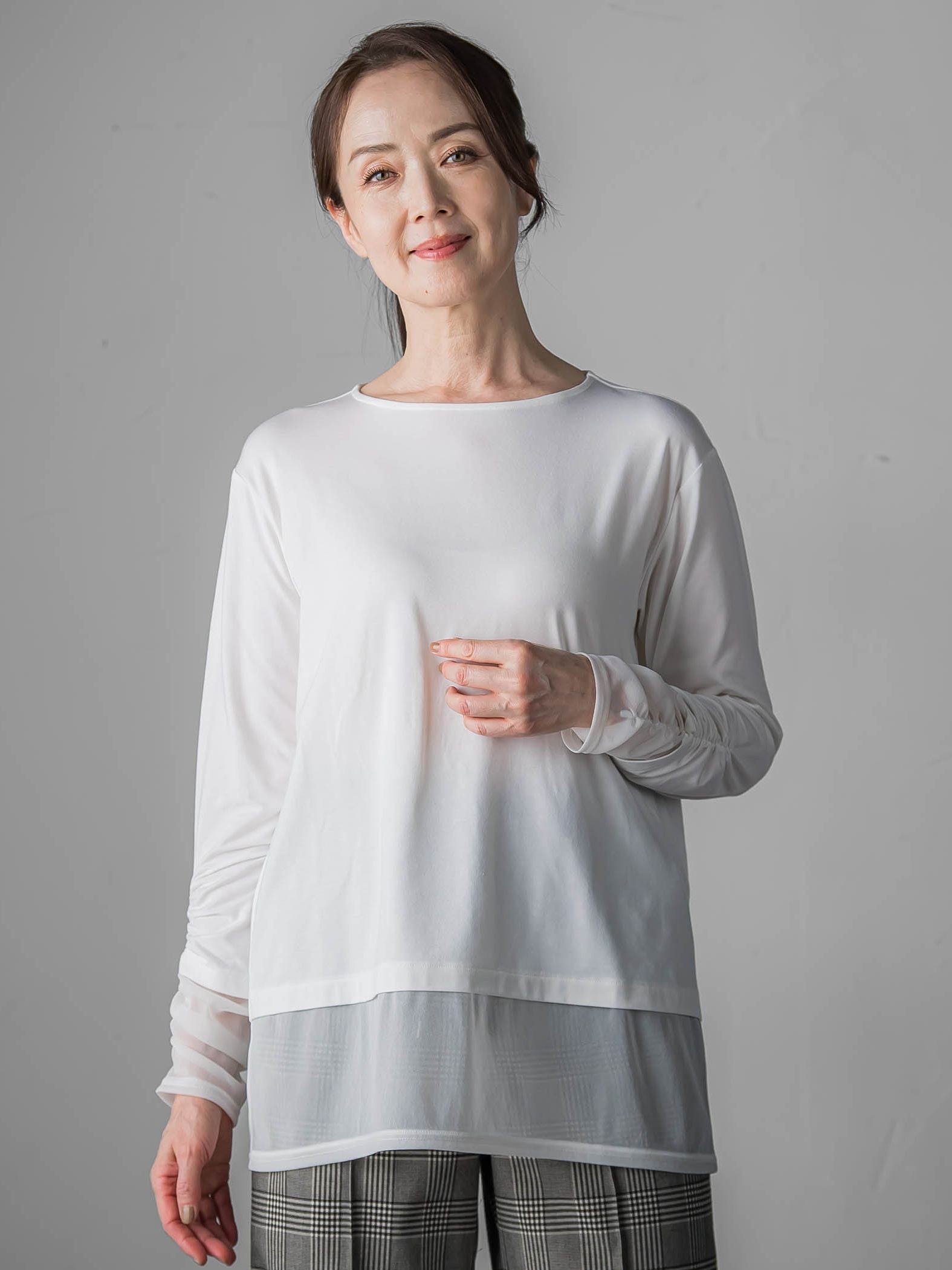 【WEB限定/大きいサイズ】”着映え万能ロンＴ”シアードッキング≪洗濯機で洗える≫