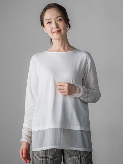 【WEB限定/大きいサイズ】”着映え万能ロンＴ”シアードッキング≪洗濯機で洗える≫