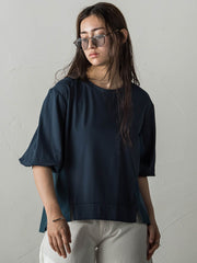 異素材コンビネーションプルオーバー≪洗濯機で洗える≫