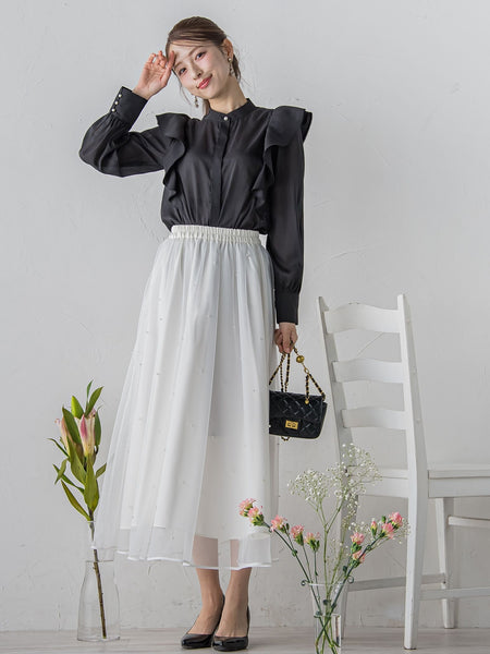 パール付きチュールスカート≪洗濯機で洗える≫ | QUEENS COURT  