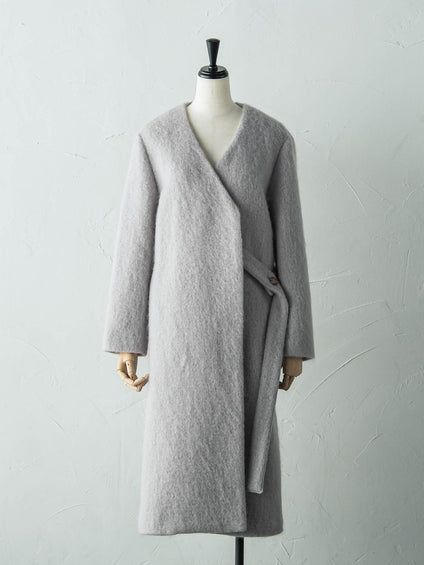 【deluxee'm】ループシャギーアシンメトリーベルトコート