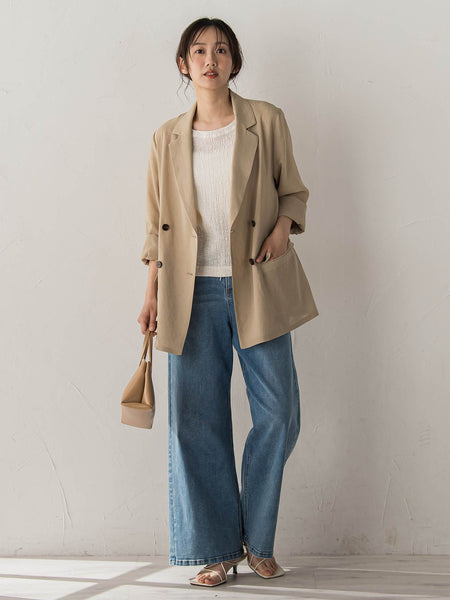 Recycle Slub BluseクロップドTシャツ