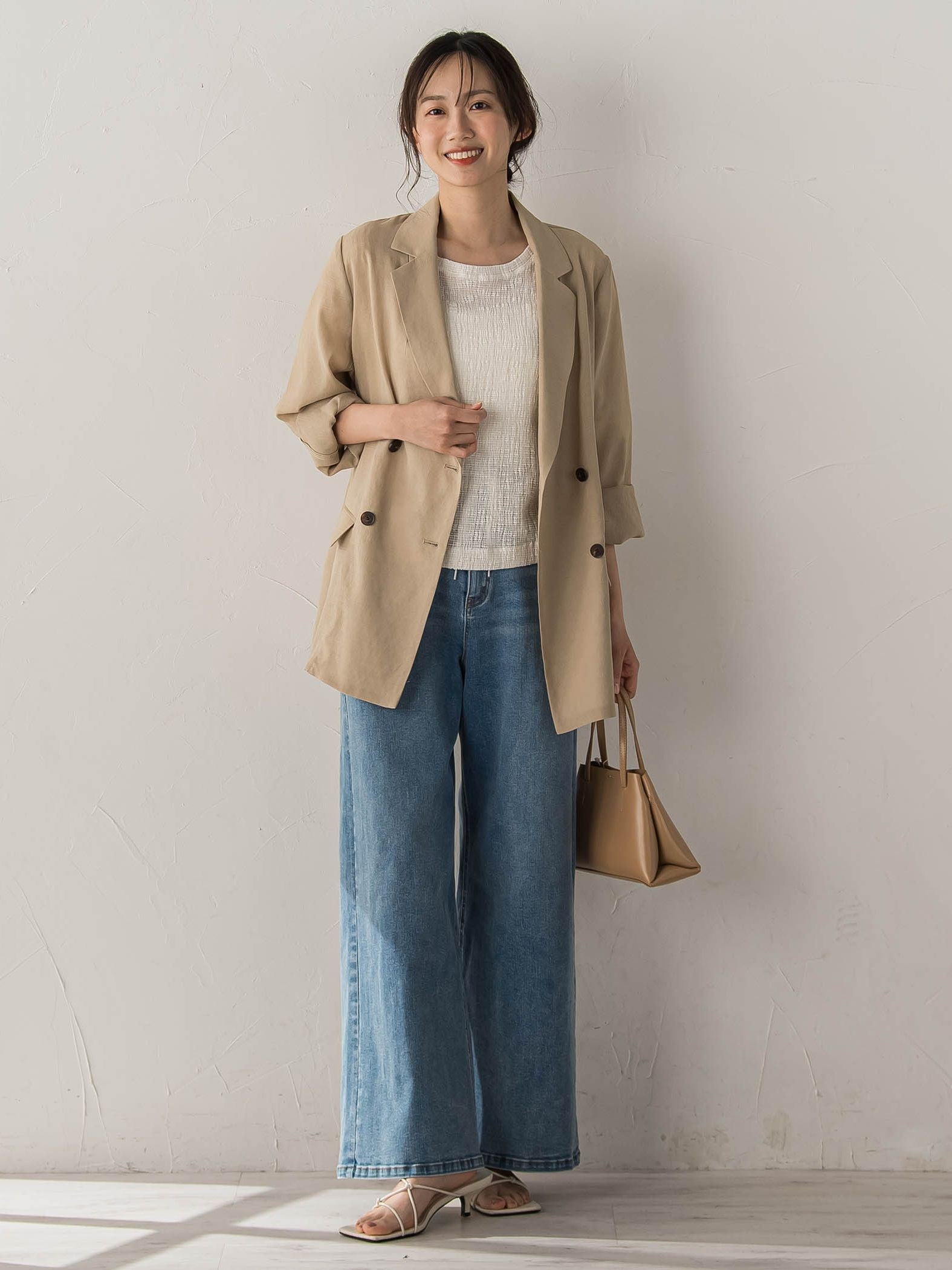 Recycle Slub BluseクロップドTシャツ