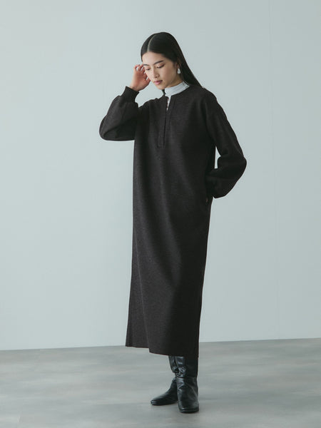 ソフトニットメルトンキーネックワンピース≪手洗い可能≫
