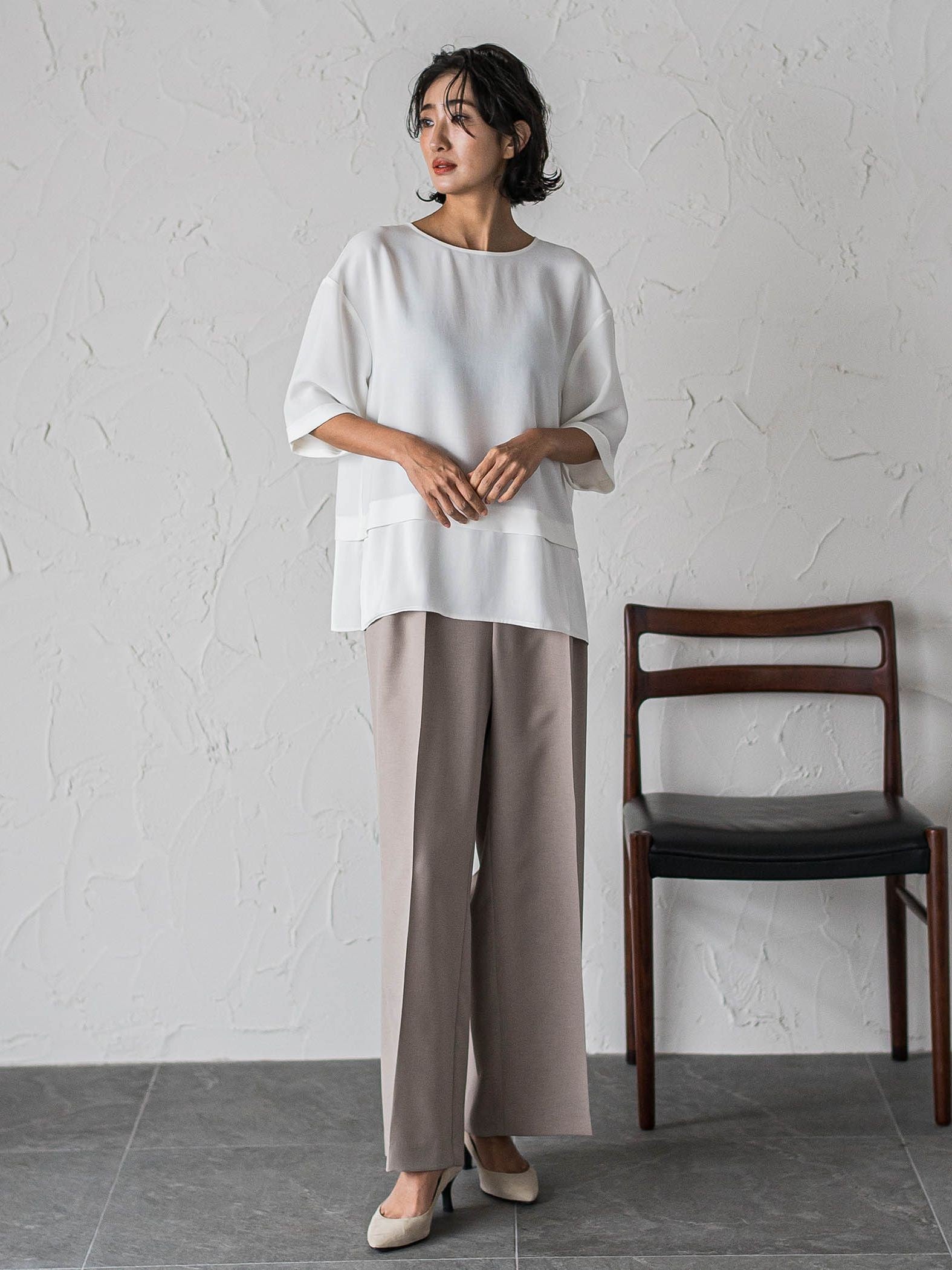 【WEB限定】タックワイドパンツ≪洗濯機で洗える≫