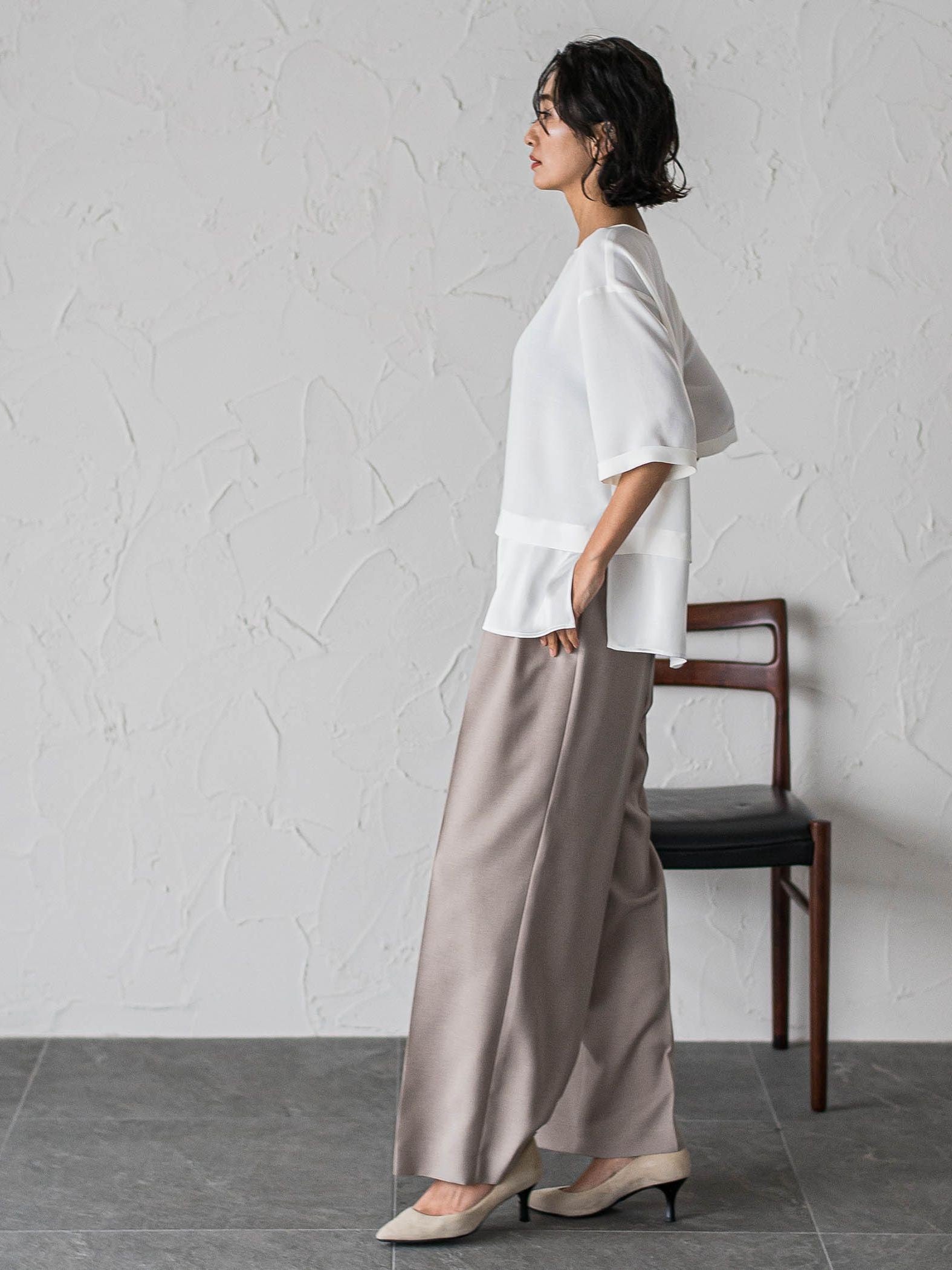 【WEB限定】タックワイドパンツ≪洗濯機で洗える≫