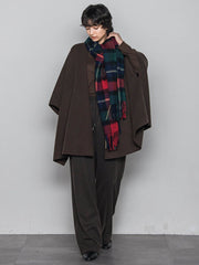 ニット両面パイルノーカラーポンチョ