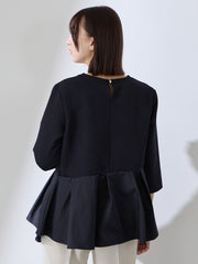 ダブルクロスストレッチペプラムブラウス