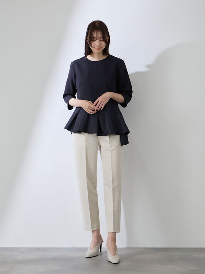 ダブルクロスストレッチペプラムブラウス