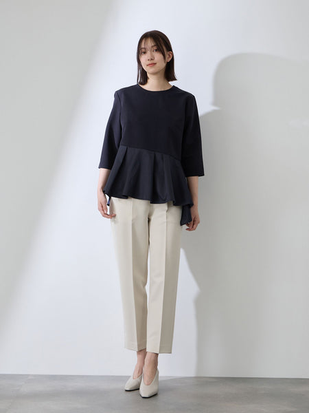 ダブルクロスストレッチペプラムブラウス