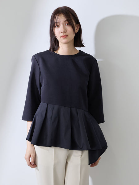ダブルクロスストレッチペプラムブラウス