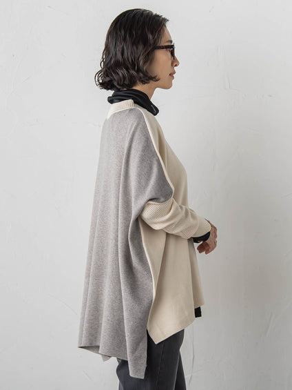 【WEB限定】”前後で印象が変わる”ドルマンバイカラーニット